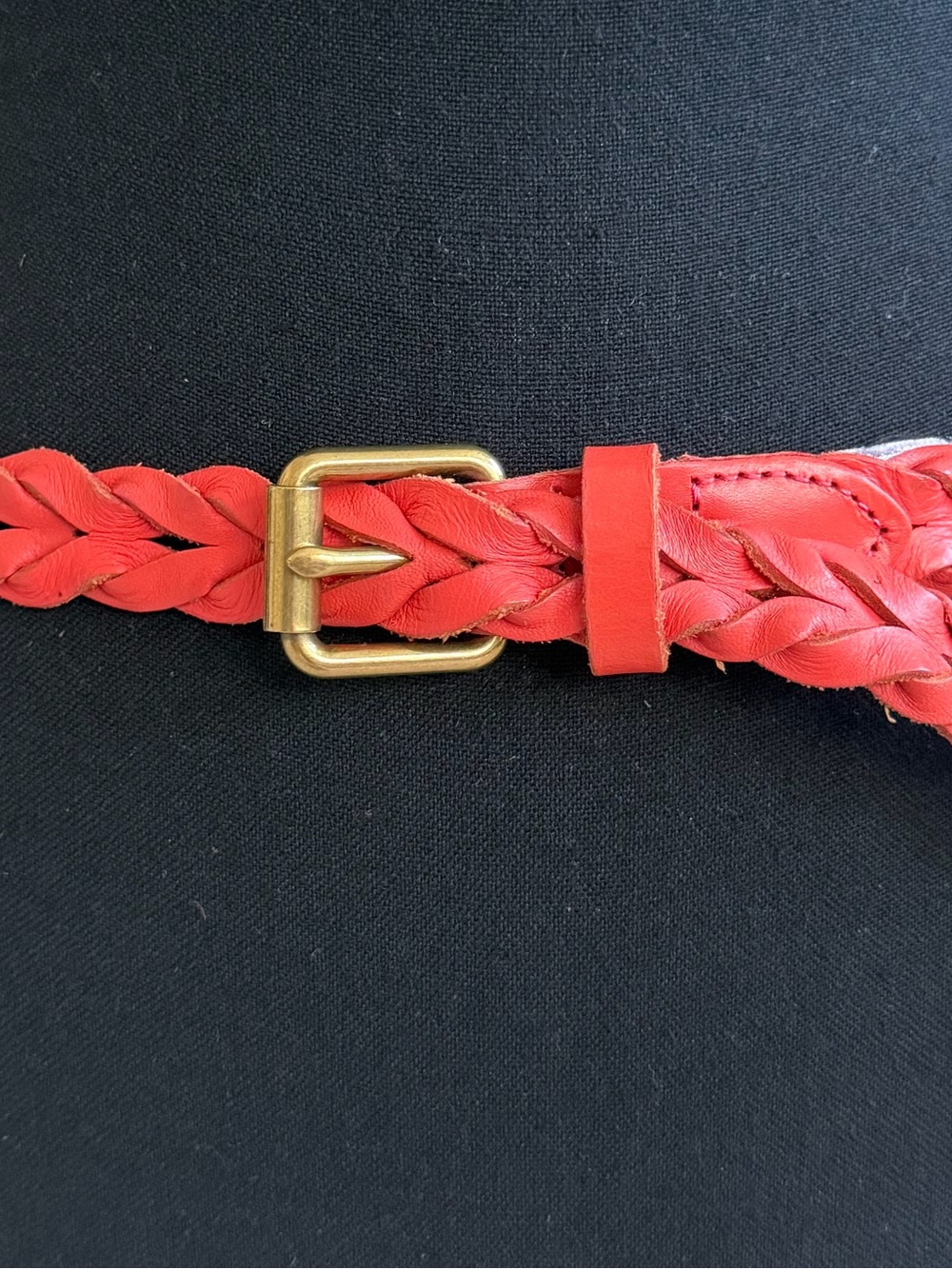 J. Crew Braided Leather Belt with Gold Buckle, Coral Pink, size S/M - Picture 2 of 5